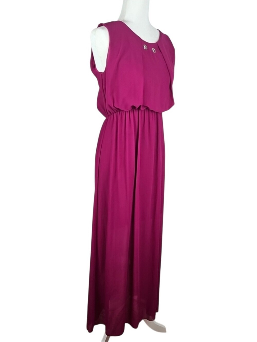 Y2K Grommet Maxi Dress Berry Purple Burgundy Casual Retro Party Summer Women's M - Picture 5 of 8